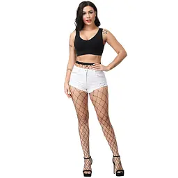 Сексуальні спокусливі еротичні колготки у велику сітку – еротична білизна 46 L чорний 8006-2 - мініатюра 6