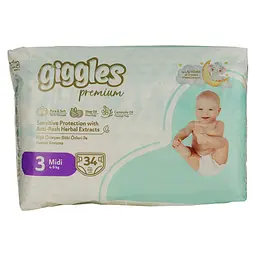 Подгузники Giggles Premium Midi 3 (4-9 кг) 34 шт.