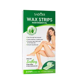 Воскові смужки для депіляції тіла, ніг, обличчя Sadoer Soothing Aloe Vera (20 шт)