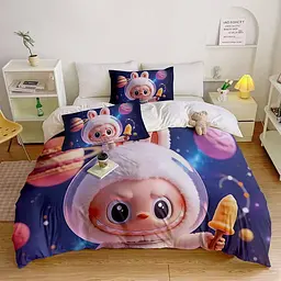 Постельное белье 3D полуторное из микросатина Labubu №5 31455 150х215 см 50х70 см