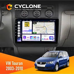 Штатна магнітола Volkswagen Touran 2003-2010 Black Climate Cyclone C10-011 4x64, DSP Cyclone (НФ-00005339)