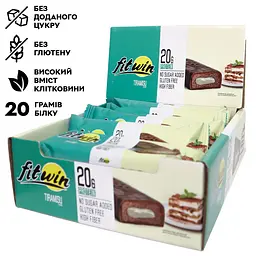 Батончик Protein Bar 20%, 12x60 грам Тірамісу FitWin fit0018268