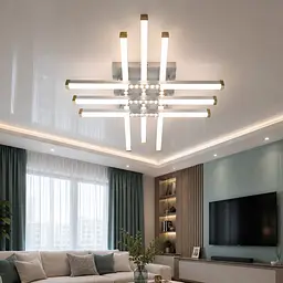 Сучасна стельова LED-люстра Diasha 2532WH+WH dimmer біла, 60 Вт, з пультом і димером, 68 см, 6-16m2 - мініатюра 2