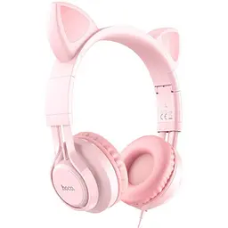 Навушники накладні Hoco W36 Cat Ear з вушками Jack 3.5 рожевий