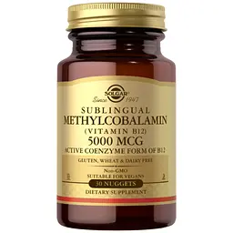 Вітаміни Solgar Methylcobalamin Vitamin B12, 5000 мкг 30 пігулок
