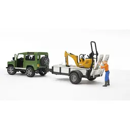 Уцінка. Набір іграшковий Bruder Автомобіль Land Rover Defender з причіпом, мікро-екскаватором JCB та фігуркою (02593) - мініатюра 4