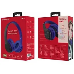 Бездротові навушники Borofone BO4 Charming Rhyme Wireless накладні сині 6931474709905 - мініатюра 3