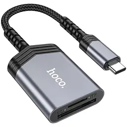 Адаптер перехідник Hoco UA25 2 в 1 card reader Type-C сірий