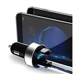 Автомобільний зарядний пристрій на 2 USB чорну АЗУ HZ HC6 - мініатюра 4