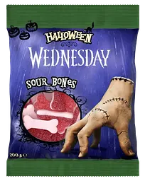 Кислі жувальні цукерки Halloween Wednesday Sour Bones 200г