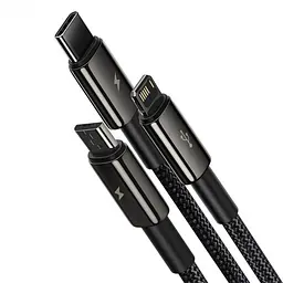 Кабель Baseus Tungsten Gold One - for - three Fast Charging Data Cable USB to M + L + C 3.5A 1.5m Bl - мініатюра 2
