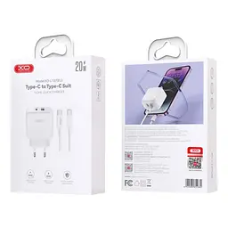 Мережевий зарядний пристрій XO L137 1USB-C/1USB PD/QC 20W Type-C to Type-C 1м White (37793_3664782) - мініатюра 3