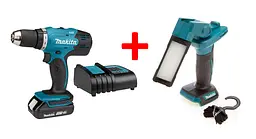 Шурупокрут акумуляторний Makita DDF453SYX5 з ліхтарем Makita DML816X (42 Нм, 1.5-13 мм, LXT, DDF453BEO2)