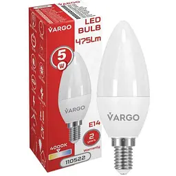 Лампа світлодіодна VARGO 5W E14 C37 4000K 220V (V-110522)