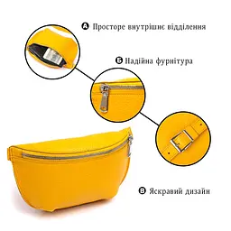 Шкіряна яскрава жіноча бананка Shvigel 16377 жовта - мініатюра 4
