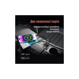 Зарядний пристрій ColorWay USB-C PD65W + USB QC3.0 car adapter (CW-CHA068PD-BK) - мініатюра 9