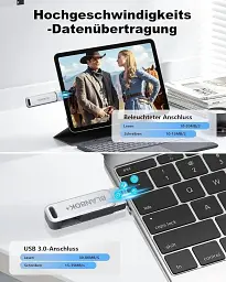 Флеш-накопичувач 3-в-1 MFi для iPhone / iPad / Android / ПК Lightning + USB + Type-C, 128 ГБ, металевий корпус - мініатюра 5