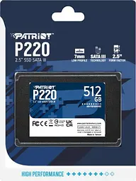 Накопичувач SSD Patriot P220 2.5" SATAIII TLC 512GB (P220S512G25) - мініатюра 4