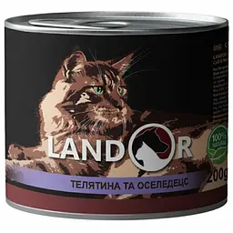 Повноцінний вологий корм Landor Agein Veal&Herring Ландор для літніх котів Телятина з оселедцем 200 г