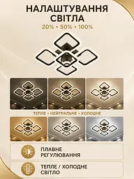 Люстра стельова LED 55 Вт 50×50 см з пультом, регулюванням яскравості та температури світла, чорна (2112820548) - мініатюра 4