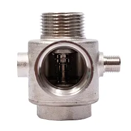 З"єднувач п'ятививідний +зворотний клапан 80мм M1"×F1"×F1"×M1/4"×F1/4" Silver 480г AQUATICA (779601) - миниатюра 6