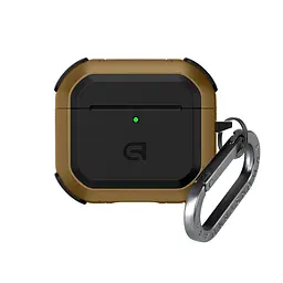 Чохол для навушників Apple AirPods 4, коричневий, Panzer, протиударний захисний кейс з TPU та полікарбонату, посилені стінки, захист від подряпин, пилу та ударів, легкий та компактний, з карабіном для кріплення, ArmorStandart (ARM82556)
