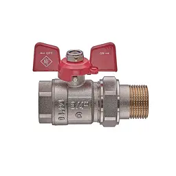 Кран з американкою Nolf Classic NFC.921-08-3/4" FM ГШМ, ручка "метелик" червона NF3151 - мініатюра 3