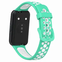 Силіконовий ремінець Primolux Perfor Classic для фітнес браслета Huawei Band 7- Teal White - мініатюра 2