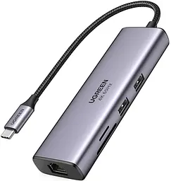 Док-станція USB3.1 Type-C --> HDMI 4K60Hz/USB 3.0x2/RJ45/SD/TF/PD 100W Ugreen CM512 Сіра