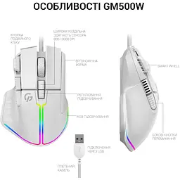 Миша GamePro біла (GM500W) - мініатюра 7