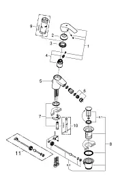 Змішувач для біде Grohe Eurosmart з донним клапаном Хром 30412 - мініатюра 6