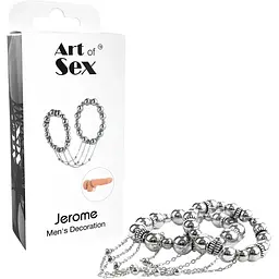Сексуальна прикраса на пеніс і мошонку Art of Sex Jerome срібло - мініатюра 3