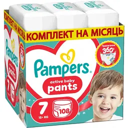 Підгузки Pampers Active Baby Pants Розмір 7 (15+ кг) 108 шт (8006530305747)