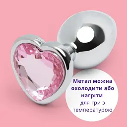 Металева анальна пробка I’MCUM Crystal Heart Розмір M з рожевим кристалом (IM-KGS005_M) - мініатюра 4