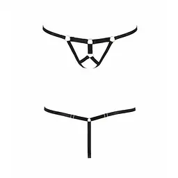 Трусики стрінги зі стреп Passion Exclusive ARMANDA THONG L/XL, black - мініатюра 5