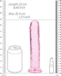 Фалоімітатор RealRock Crystal Clear, 22 см (рожевий) - мініатюра 5