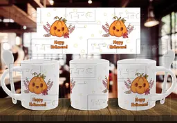 Чашка "Happy Halloween" 330 мл Біла з ложкою