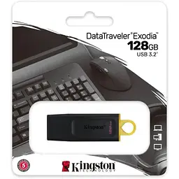 USB флеш-накопичувач Kingston DataTraveler Exodia 128GB USB-A 3.2 Gen 1 Black/Yellow (DTX/128GB) [54114] - мініатюра 3