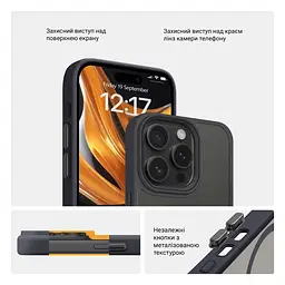 Чехол для Apple iPhone 16 Pro, Uniq MagCase, черный, противоударный, панель-накладка с MagSafe, ударопрочный TPU+PC, с магнитом MagSafe, поддержка полноценной беспроводной зарядки, ArmorStandart (ARM79505) - мініатюра 3