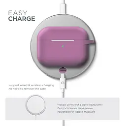 Силіконовий чохол для навушників Apple AirPods Pro, Hang Case, фіолетовий, ультратонкий захисний кейс товщиною 2 мм, захист від подряпин, пилу та ударів, компактний, з карабіном для кріплення, ArmorStandart (ARM56069) - мініатюра 7