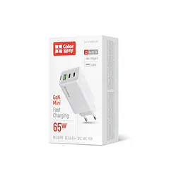 Зарядний пристрій ColorWay GaN Mini 65W PD Port PPS USB (USB-2C1A) white (CW-CHS058PD-WT) - мініатюра 7