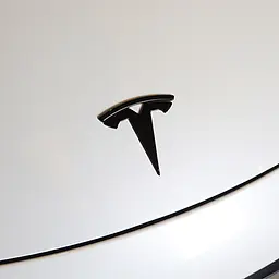 Емблема Tesla Чорна 77 мм Пластик на скотче (Завод) - мініатюра 3