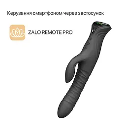 Смарт пульсатор-кролик з вібрацією Zalo Mose 2 Obsidian Black, підігрів до 42 °C, кристал Swarovski - мініатюра 2