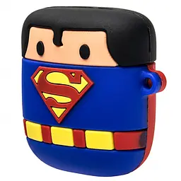 Силіконовий футляр Marvel & DC series для навушників AirPods 1/2 + кільце Супермен/Синій - мініатюра 3