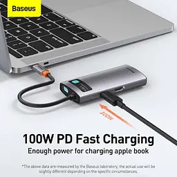 USB-хаб Baseus Metal Gleam Series 4-in-1 Multifunctional Type-C Hub Docking Station Gray (CAHUB-CY0G) [75254] - мініатюра 6