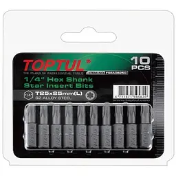 Набір біт Toptul 1/4" L25мм T40 10шт. (FSEA0840G)