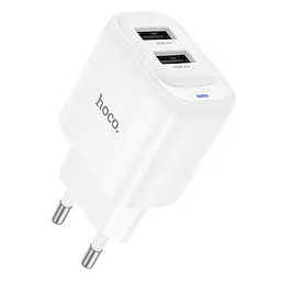 Мережевний зарядний пристрій Hoco C141A Smart 2.1A 2USB-A White