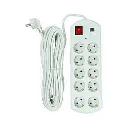 Мережевий фільтр живлення PowerPlant 10м, 10 розеток, USB, євро, 100% мідь (YS-N6065/10) (EX610563) - мініатюра 2