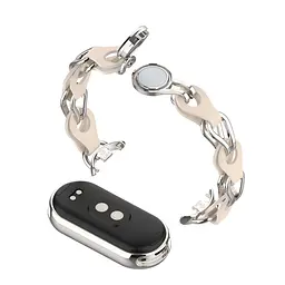 Металевий ремінець для Xiaomi Smart Band 10/9/8, Chain Wristband, бежевий, браслет з нержавіючої сталі та штучної шкіри для фітнес-трекера, ArmorStandart (ARM86886) - мініатюра 3