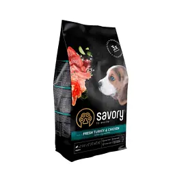 Сухий корм для собак Savory Puppy rich in Fresh Turkey and Chicken 1 кг (4820232630280)